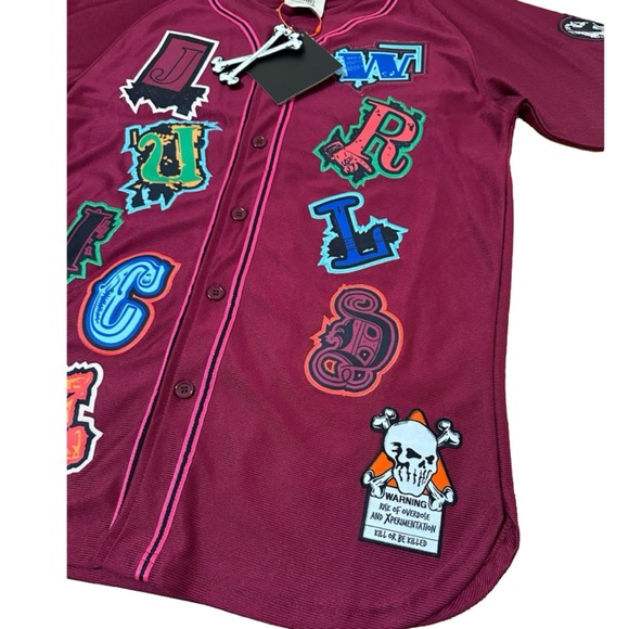 NEW! BRAND X JUICE WRLD FIGHTING DEMONS BASEBALL JERSEY (PURPLE) - 4XL - Picture 2 of 5